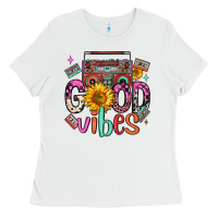 White good vibes cassette boombox Ladies Tee - FaDigitalArtStudio