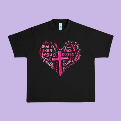 Jesus Is Love Heart Cross Valentines Day Urban Heavy Tee Designed By Maliassmallbusiness