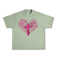 Oil Green jesus is love heart cross valentines day Urban Heavy Tee - MaliasSmallBusiness