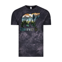 Cloud Black camping bear Vintage Tee - MaliasSmallBusiness