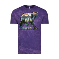 Cloud Purple camping bear Vintage Tee - MaliasSmallBusiness