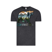 Vintage Black camping bear Vintage Tee - MaliasSmallBusiness