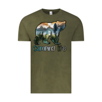 Vintage Olive camping bear Vintage Tee - MaliasSmallBusiness
