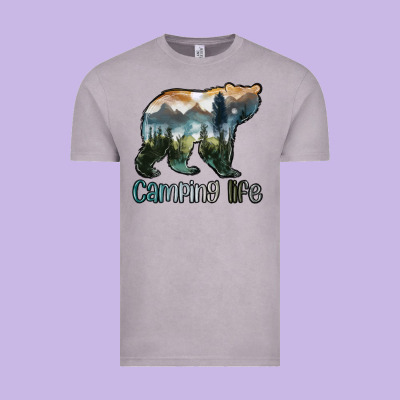 Camping Bear Vintage Tee Designed By Maliassmallbusiness