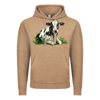 Vintage Coffee holstein cow sitting Vintage Hoodie - LillyAllenDesigns