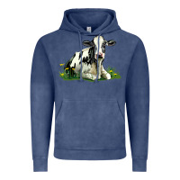 Vintage Denim holstein cow sitting Vintage Hoodie - LillyAllenDesigns