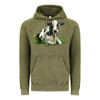 Vintage Olive holstein cow sitting Vintage Hoodie - LillyAllenDesigns