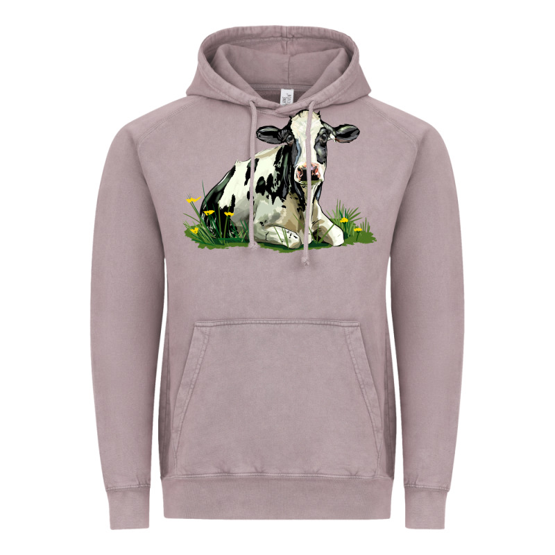Holstein Cow Sitting Vintage Hoodie by LillyAllenDesigns | Teevron