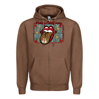 Chestnut Merry Christmas Lips Santa Zipper Hoodie - Bettercallsaul
