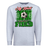 Heather Grey My heart is on that court Soccer Premium Sweatshirt - HowdyJamesFarm