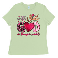 Matcha with god all things are possible Ladies Tee - OliviaCreatesArt
