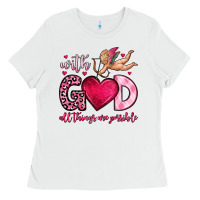White with god all things are possible Ladies Tee - OliviaCreatesArt