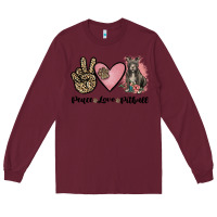 Burgundy peace love pitbull Long Sleeve Tee - JahusDesignShop