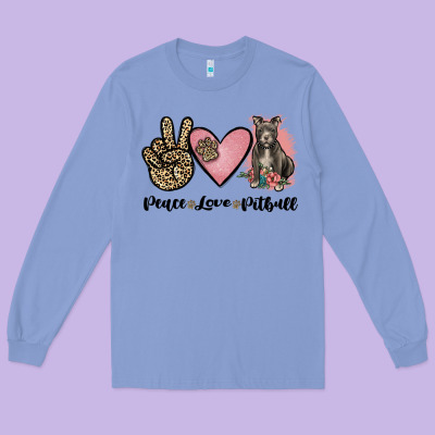 Peace Love Pitbull Long Sleeve Tee Designed By Jahusdesignshop