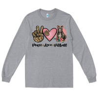 Heather Grey peace love pitbull Long Sleeve Tee - JahusDesignShop