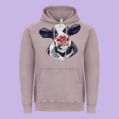 Holstein Calf Face Vintage Hoodie Designed By Lillyallendesigns