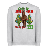 Heather Grey giddy up jingle horse pick up your feet Heavyweight Sweatshirt - MaliasSmallBusiness