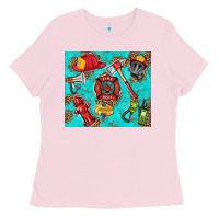 Bubblegum Pink firefighter elementary Ladies Tee - HRA Design Shop