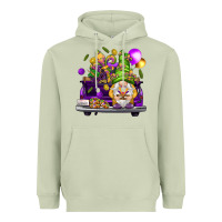 Matcha Mardi Gras gnome on the truck Heavyweight Hoodie - HowdyJamesFarm