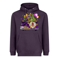 Plum Mardi Gras gnome on the truck Heavyweight Hoodie - HowdyJamesFarm