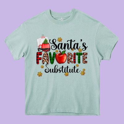 Santa's Favorite Substitute Heavy Core Tee Designed By Adodesignshop