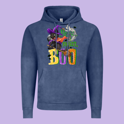 Meow I Mean, Boo Halloween Vintage Hoodie Designed By Nancycooperartshop