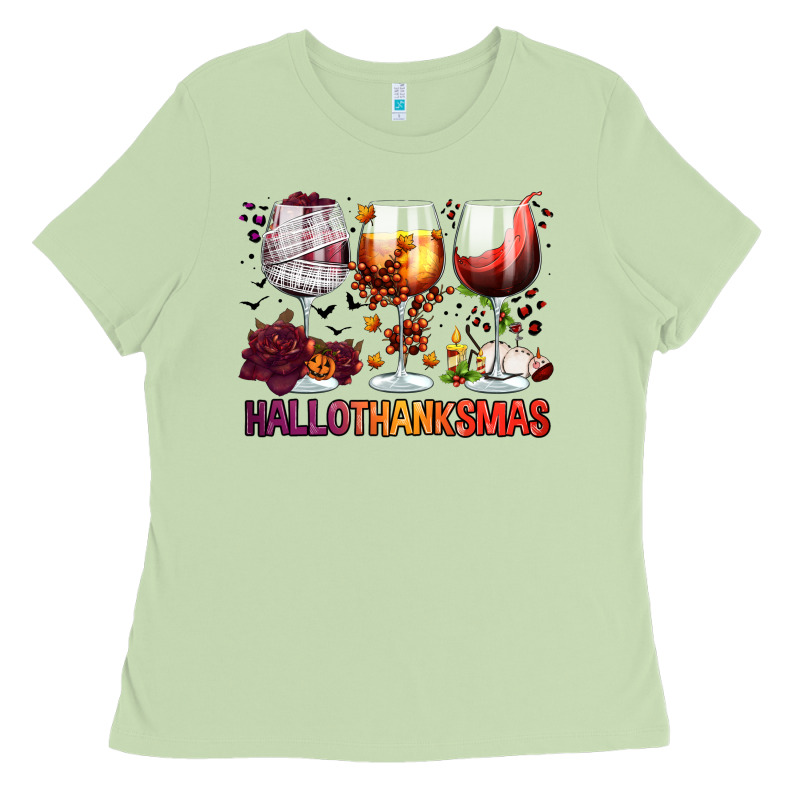 Hallothanksmas Halloween Thanksgiving  Christmas Wine Ladies Tee by FaDigitalArtStudio | Teevron