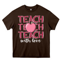 Chocolate Brown teach with love Heavy Core Tee - JahusDesignShop