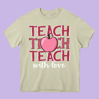 Teach With Love Heavy Core Tee Designed By Jahusdesignshop