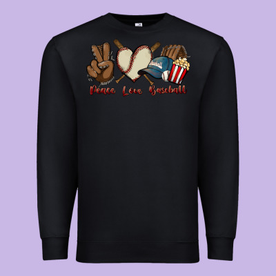Peace Love Baseball Premium Sweatshirt Designed By Howdyjamesfarm