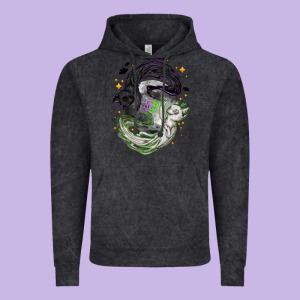 Magical Cats Ghost With Moon Halloween Vintage Hoodie Designed By Nancycooperartshop