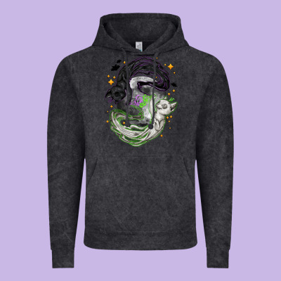 Magical Cats Ghost With Moon Halloween Vintage Hoodie Designed By Nancycooperartshop