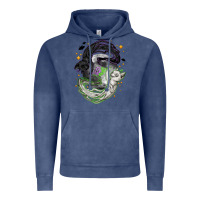 Vintage Denim Magical cats ghost with moon Halloween Vintage Hoodie - NancyCooperArtShop