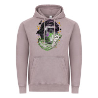Vintage Zinc Magical cats ghost with moon Halloween Vintage Hoodie - NancyCooperArtShop