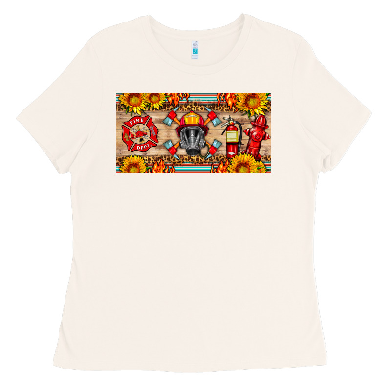 Firefighter Air Mask Sunflower And Elementary License Plate Ladies Tee by HRA Design Shop | Teevron