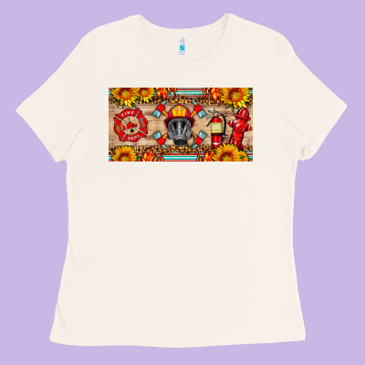 Firefighter Air Mask Sunflower And Elementary License Plate Ladies Tee Designed By Hra Design Shop