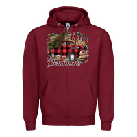 Burgundy Merry Christmas Truck Zipper Hoodie - Bettercallsaul