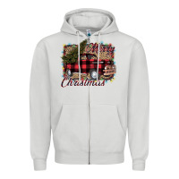 Dove Grey Merry Christmas Truck Zipper Hoodie - Bettercallsaul