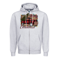 Heather Grey Merry Christmas Truck Zipper Hoodie - Bettercallsaul