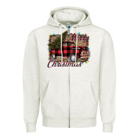 Oatmeal Heather Merry Christmas Truck Zipper Hoodie - Bettercallsaul