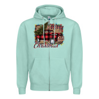 Seafoam Merry Christmas Truck Zipper Hoodie - Bettercallsaul