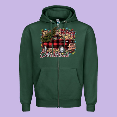 Merry Christmas Truck Zipper Hoodie Designed By Bettercallsaul