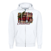 White Merry Christmas Truck Zipper Hoodie - Bettercallsaul