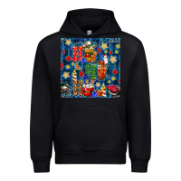 Black christmas ho ho ho with coffee cups and ornaments with plaid seamless  Urban Hoodie - BundleAndBundleShop