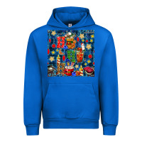 Cobalt christmas ho ho ho with coffee cups and ornaments with plaid seamless  Urban Hoodie - BundleAndBundleShop