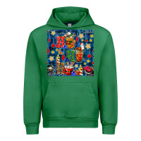 Emerald christmas ho ho ho with coffee cups and ornaments with plaid seamless  Urban Hoodie - BundleAndBundleShop