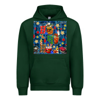 Forest Green christmas ho ho ho with coffee cups and ornaments with plaid seamless  Urban Hoodie - BundleAndBundleShop
