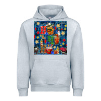 Heather Grey christmas ho ho ho with coffee cups and ornaments with plaid seamless  Urban Hoodie - BundleAndBundleShop