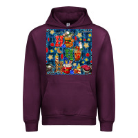 Mauve Wine christmas ho ho ho with coffee cups and ornaments with plaid seamless  Urban Hoodie - BundleAndBundleShop