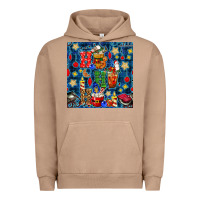 Pigment Burro christmas ho ho ho with coffee cups and ornaments with plaid seamless  Urban Hoodie - BundleAndBundleShop